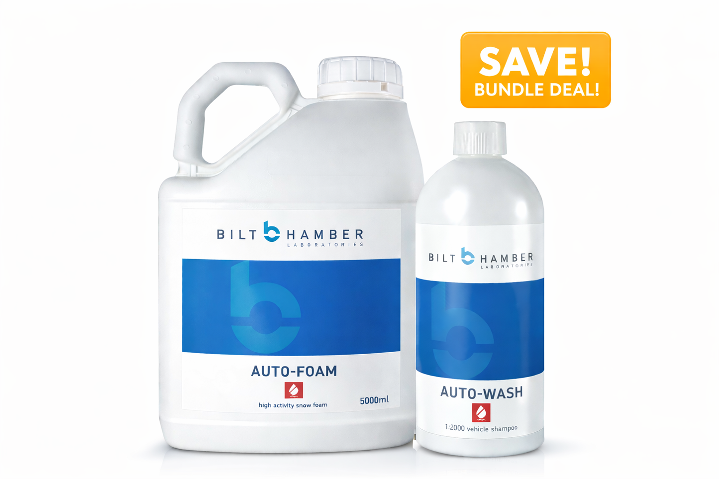 Two Bilt Hamber car care products with a bundle deal label on a white background