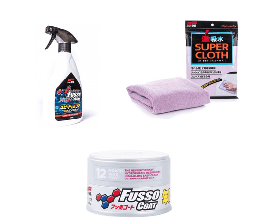 Soft99 Car Care Kit Fusso Coat Light & Fusso Spary QD Booster & Microfiber Cloth - OAKEY Car Care 